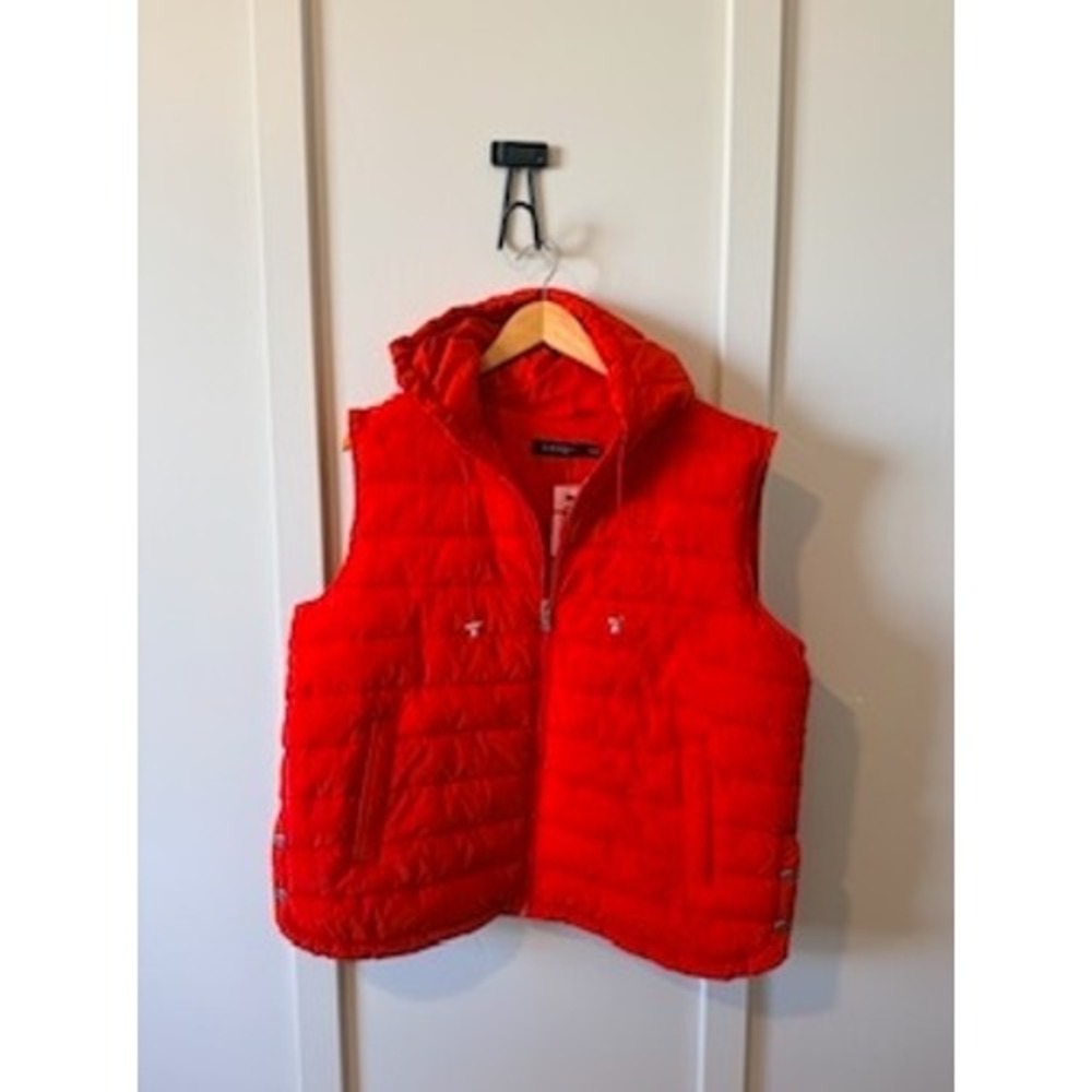 Lauren Ralph Lauren Red Hooded Puffer Vest Quilted Sleeveless Jacket NWT XL